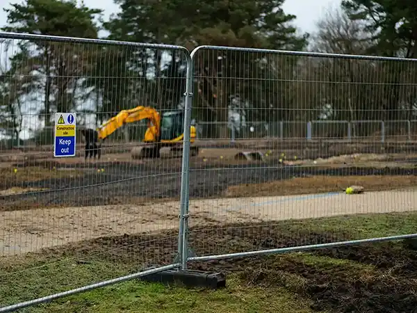 Metal fence blocking off a construction site